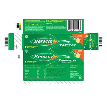 Berocca Performance, 15 comprimate efervescente, Bayer 701024