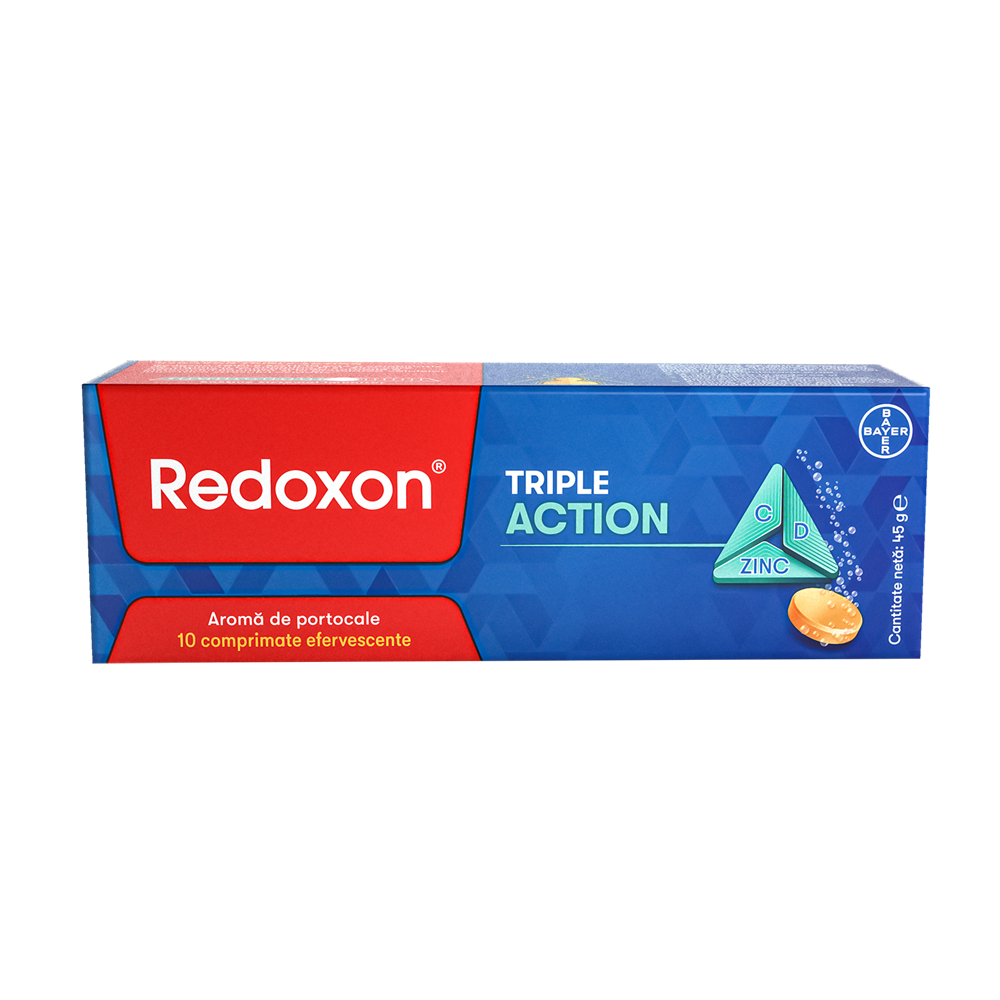 Redoxon Triple Action Vitamina C, D si Zinc, 10 comprimate, Bayer