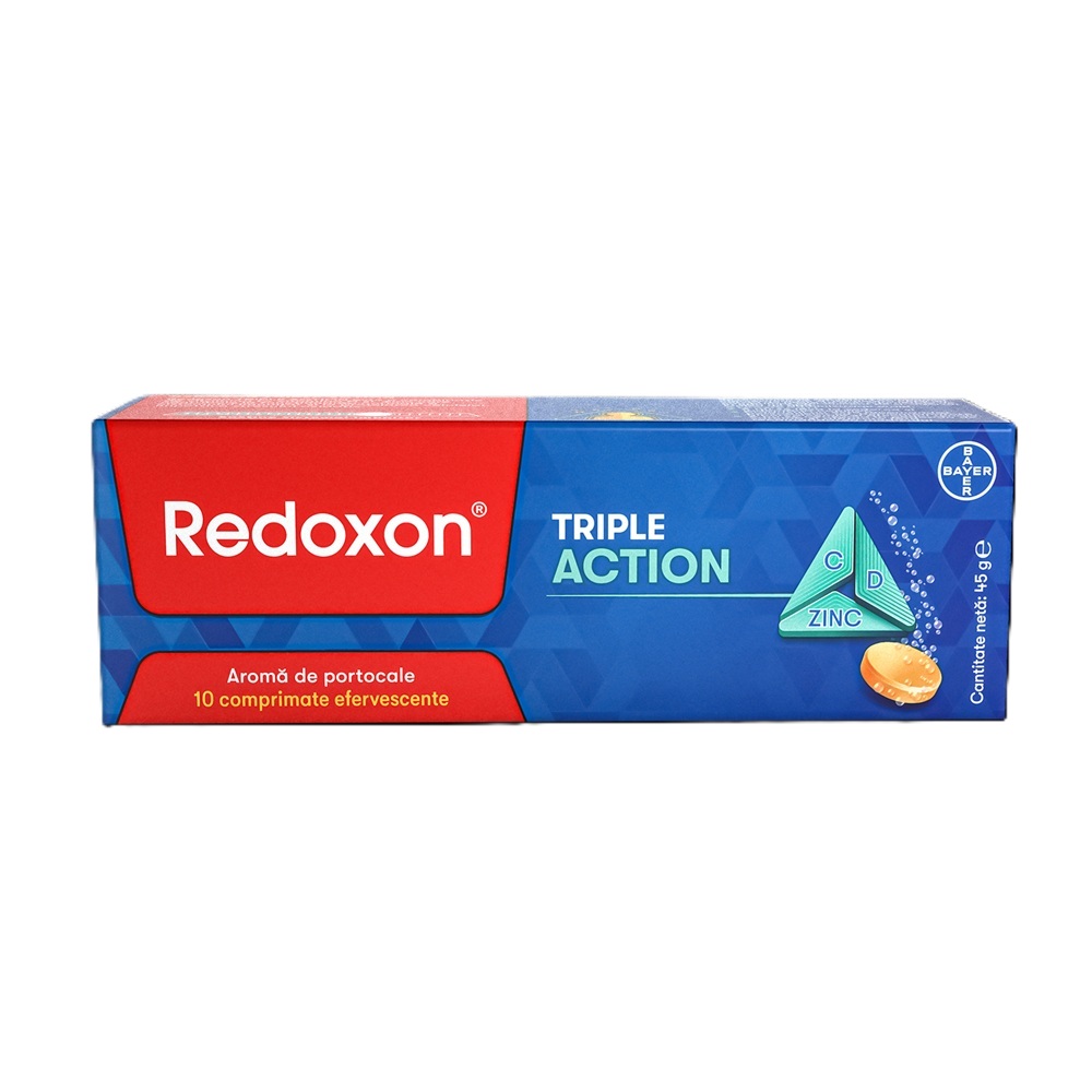 Redoxon Triple Action Vitamina C, D si Zinc, 10 comprimate, Bayer