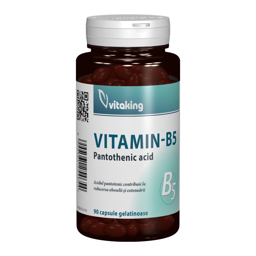 Vitamina B5 (acid pantotenic), 200mg, 90 capsule gelatinoase, Vitaking