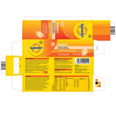 Multivitamine si minerale Supradyn Energy cu Coenzima Q10, 15 comprimate efervescente, Bayer 701194