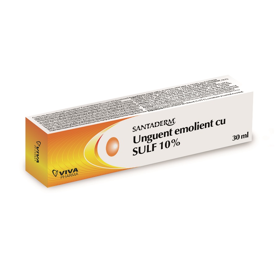 Unguent emolient cu sulf 10% Santaderm, Viva Pharma