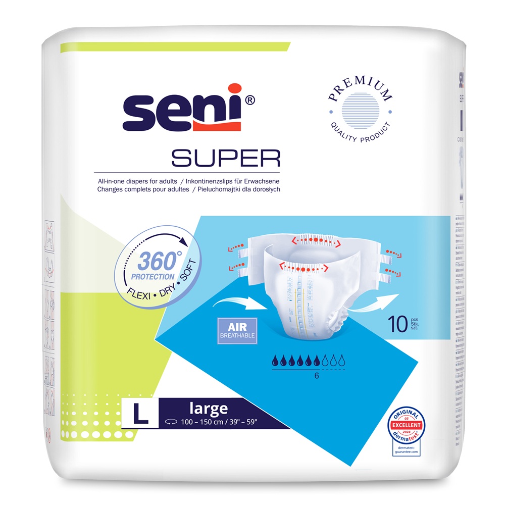 Scutece cu sistem inchis Super Seni, Large, 10 bucati, Seni