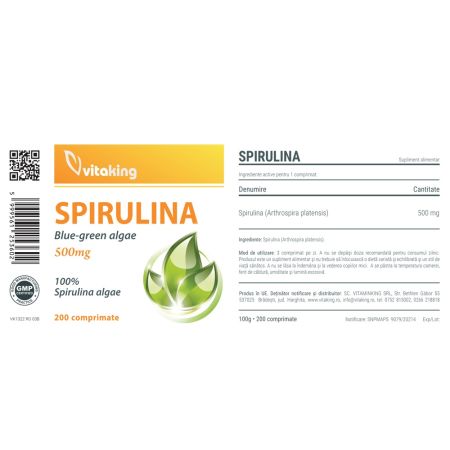 Spirulina, 500 mg, 200 comprimate, Vitaking 715192