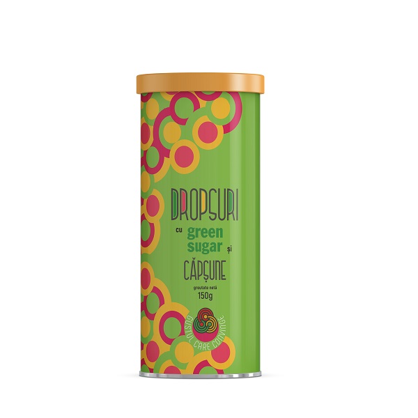 Dropsuri Green Sugar cu aroma de capsune, 150g, Remedia