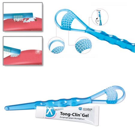 Set de curatare a limbii Tong-Clin Fresh, 1 periuta+1 gel, Miradent 749376