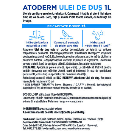 Ulei de dus pentru piele sensibila si uscata Atoderm, 1L, Bioderma 702135