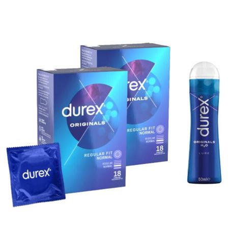 Pachet Prezervative Classic, 18 + 18 bucati + Lubrifiant Original 50 ml, Durex