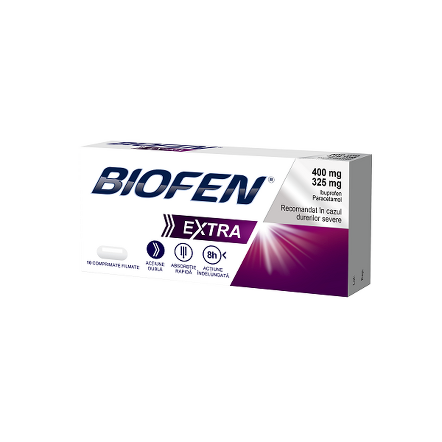 Biofen Extra, 400 mg/325mg, 10 comprimate filmate, Biofarm : Farmacia ...