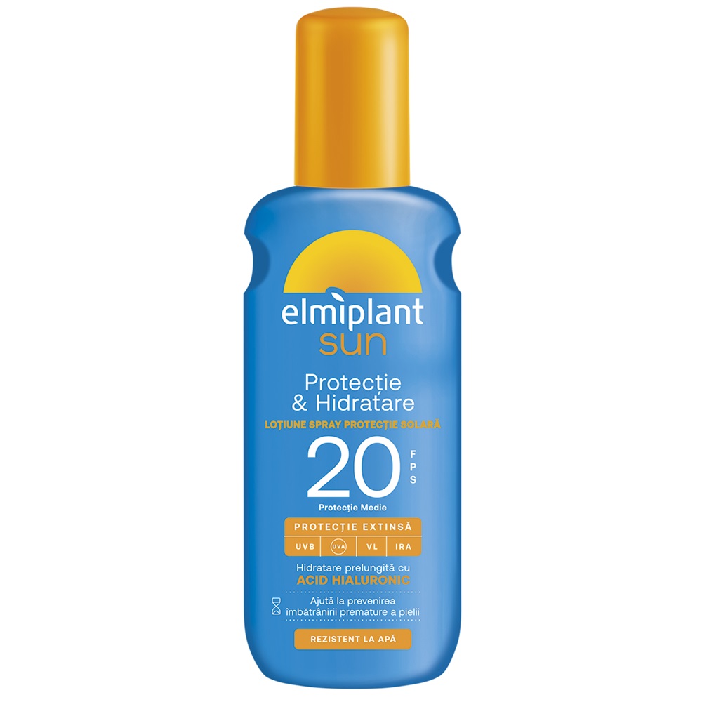 Lotiune spray cu protectie solara medie SPF 20 Optimum Sun, 200 ml, Elmiplant