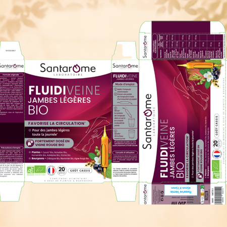 Fluidiveine Jambes Legeres Bio, 20 fiole x 10 ml, Santarome 746392