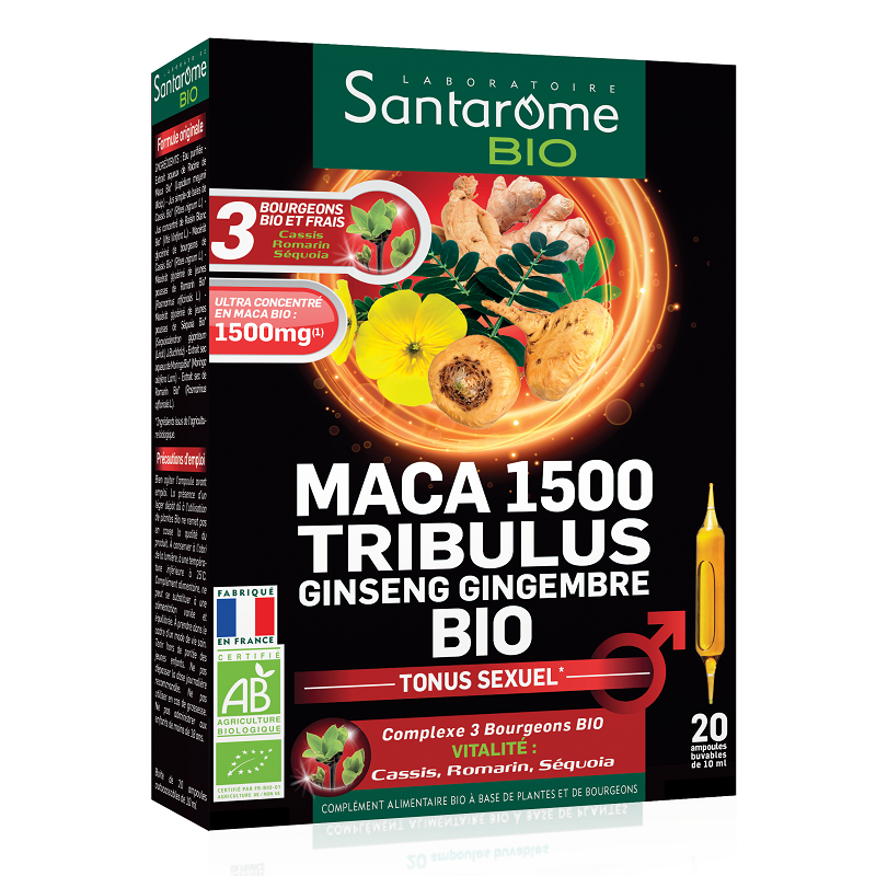 Maca 1500 Tribulus Bio, 20 x 10 ml, Santarome