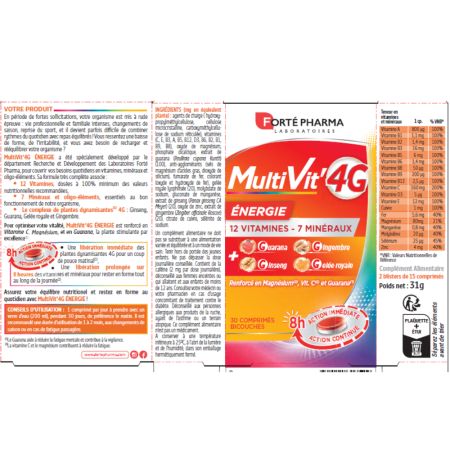 MultiVit 4G energie, 30 comprimate, Forte Pharma 705666
