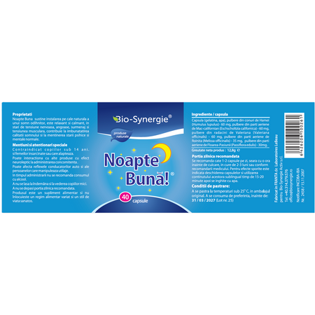 Noapte Buna, 40 capsule, Bio-Synergie 705810