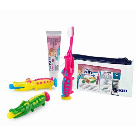 Set Pasta de dinti 25 ml + Periuta crocodil pentru copii 1 bucata, Laboratorios Kin