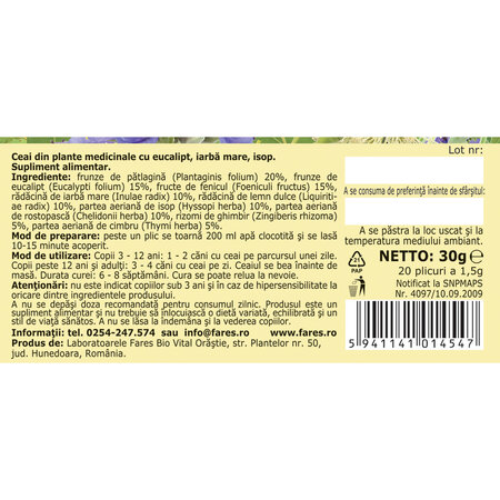Ceai Bronhofit, R57, 20 plicuri, Fares 623945