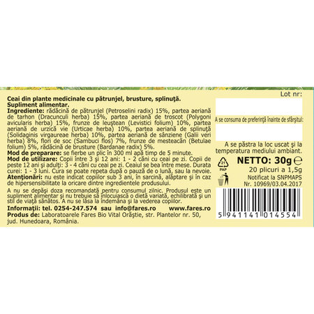 Ceai Diuretic, 20 plicuri, Fares 623950