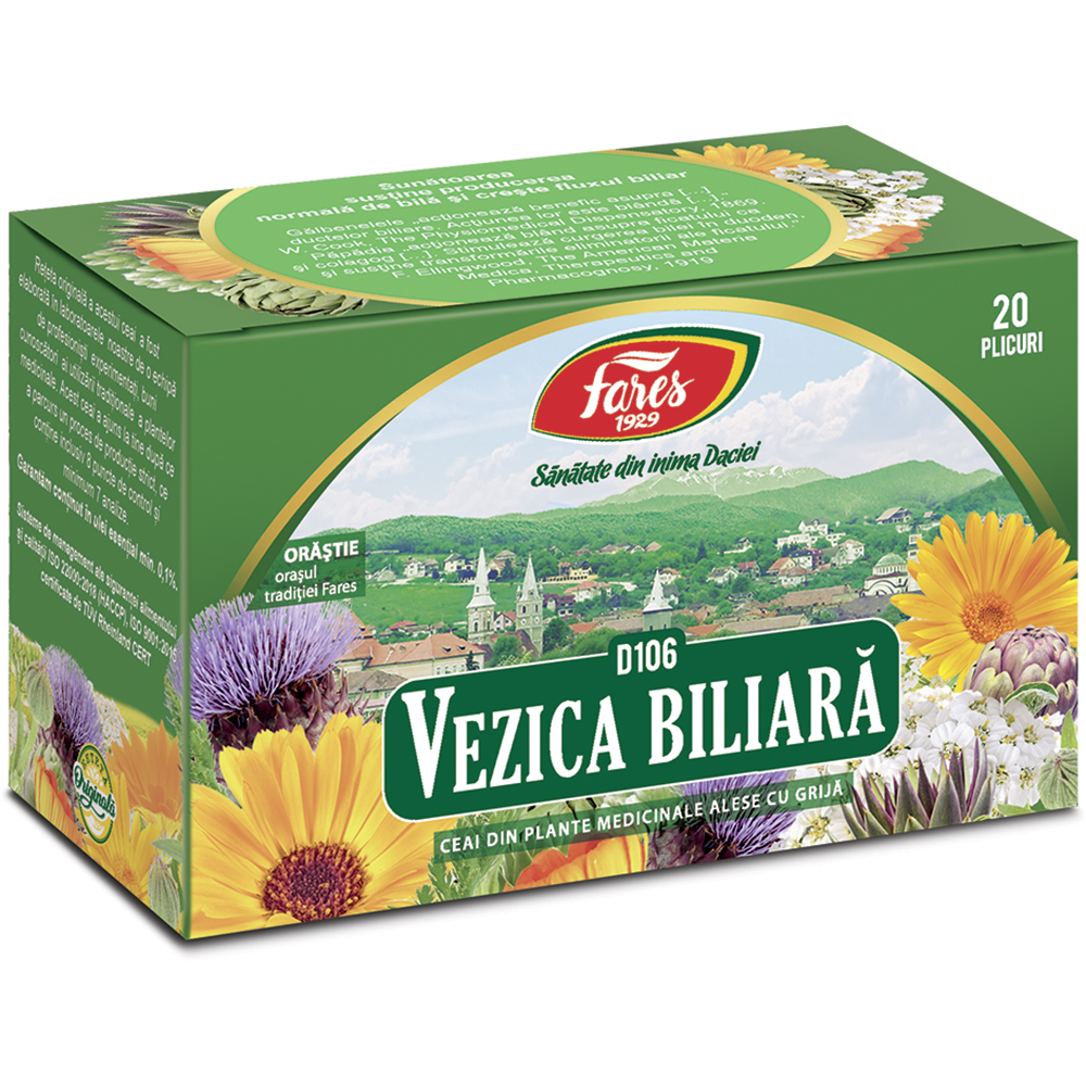 Ceai Vezica Biliara, D106,  20 plicuri, Fares