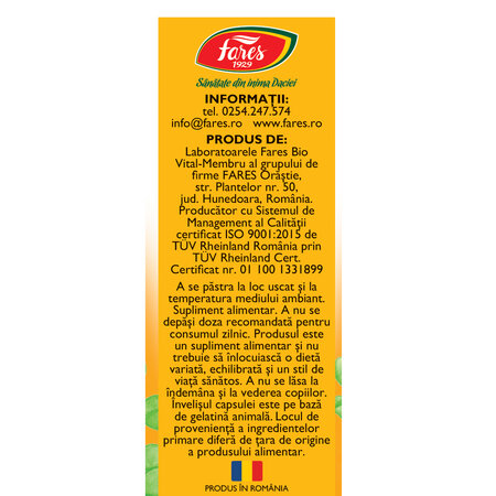 Zinc cu Vitamina D3, 30 capsule, Fares 614342