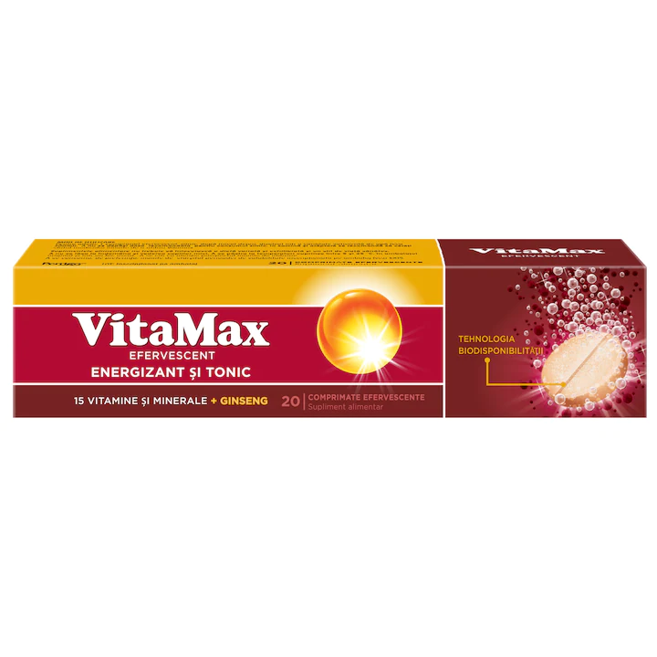 Vitamax Efervescent, 20 comprimate efervescente, Perrigo