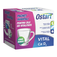 Pachet Ostart Vital Ca + D3, 20 comprimate + cana, Fiterman