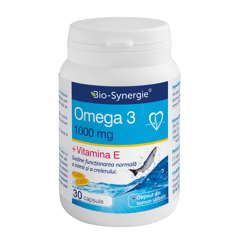 Omega 3 ulei de somon + vitamina E, 30 capsule, Bio Synergie