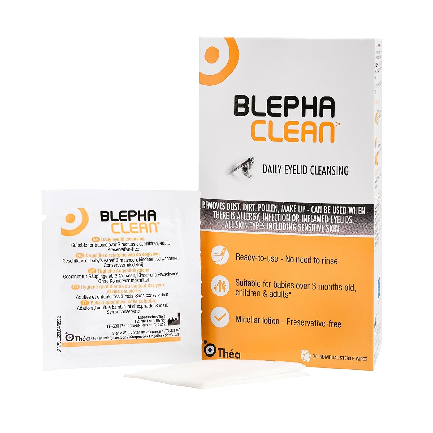 Servetele pentru igiena pleoapelor Blephaclean, 20 bucati, Thea