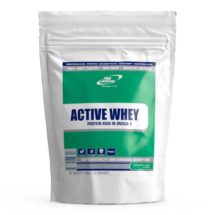 Pudra proteica Active Whey Fresh Apple Mint, 400 g, Pro Nutrition