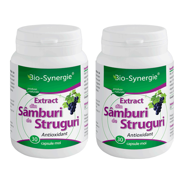 Pachet Extract din samburi de struguri 720 mg, 30 + 30 capsule, Bio Synergie 