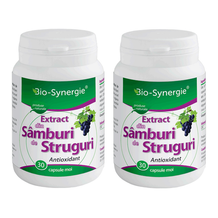 Pachet Extract din samburi de struguri 720 mg, 30 + 30 capsule, Bio Synergie 
