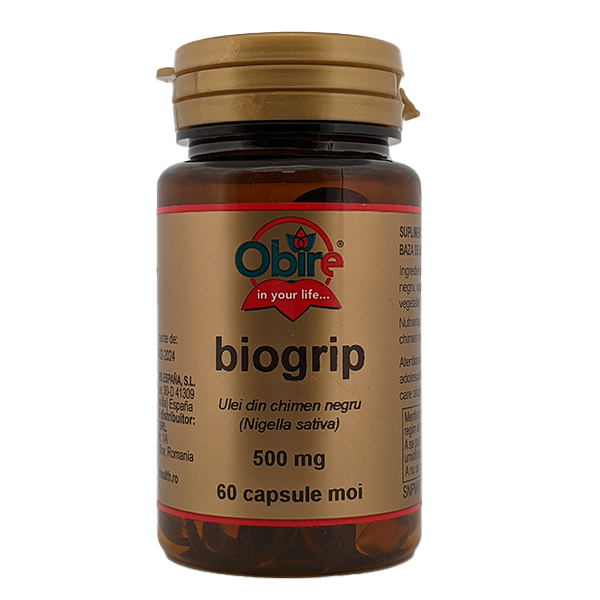 Ulei din seminte de chimen negru Biogrip, 500 mg, 60 capsule moi, Obire