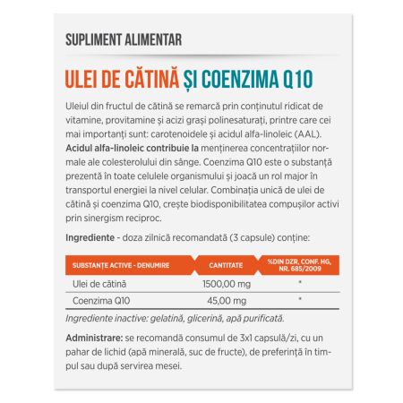 Ulei de Catina si Coenzima Q10, 30 capsule, Parapharm 690263