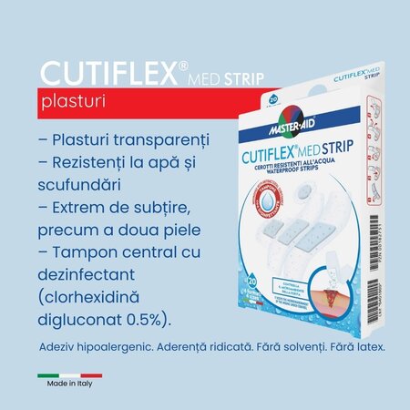 Plasturi impermeabili Cutiflex Strip Master-Aid, 20 bucati, Pietrasanta Pharma 667969
