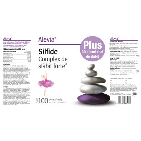 Pachet Complex de slabit forte Silfide, 100 comprimate + Ceai de slabit, 30 doze + Gel anticelulitic, 200 ml, Alevia 655815
