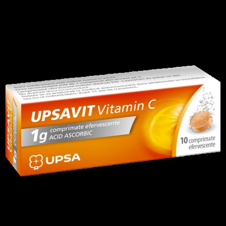 Upsavit Vitamina C, 1 g, 10 comprimate efervescente, Upsa