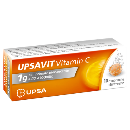 Upsavit Vitamina C, 1 g, 10 comprimate efervescente, Upsa