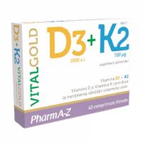 Vital Gold D3 + K2, 40 comprimate, PharmA-Z