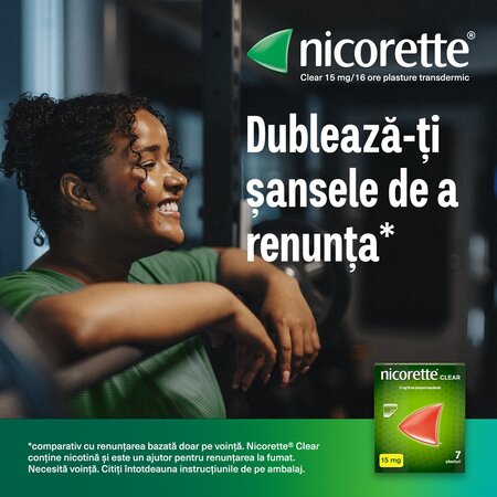 Plasturi transdermici cu nicotina, 15 mg/16 h, 7 bucati, Nicorette 724694