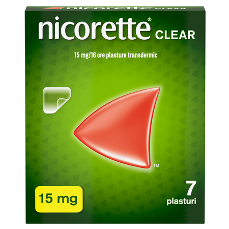 Plasturi transdermici cu nicotina, 15 mg/16 h, 7 bucati, Nicorette
