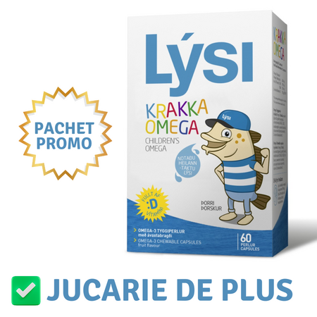 Pachet Ulei de peste Omega 3 pentru copii, 60 capsule masticabile + Jucarie, Lysi
