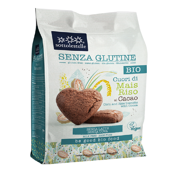 Biscuiti Bio vegani fara gluten cu cacao, 250 g, Sottolestelle