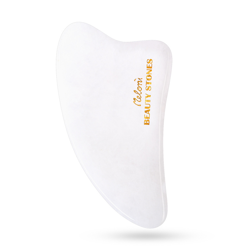 Piatra Gua Sha de masaj facial din quartz alb, Meloni Care