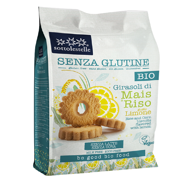 Biscuiti Bio vegani fara gluten cu lamaie, 250 g, Sottolestelle