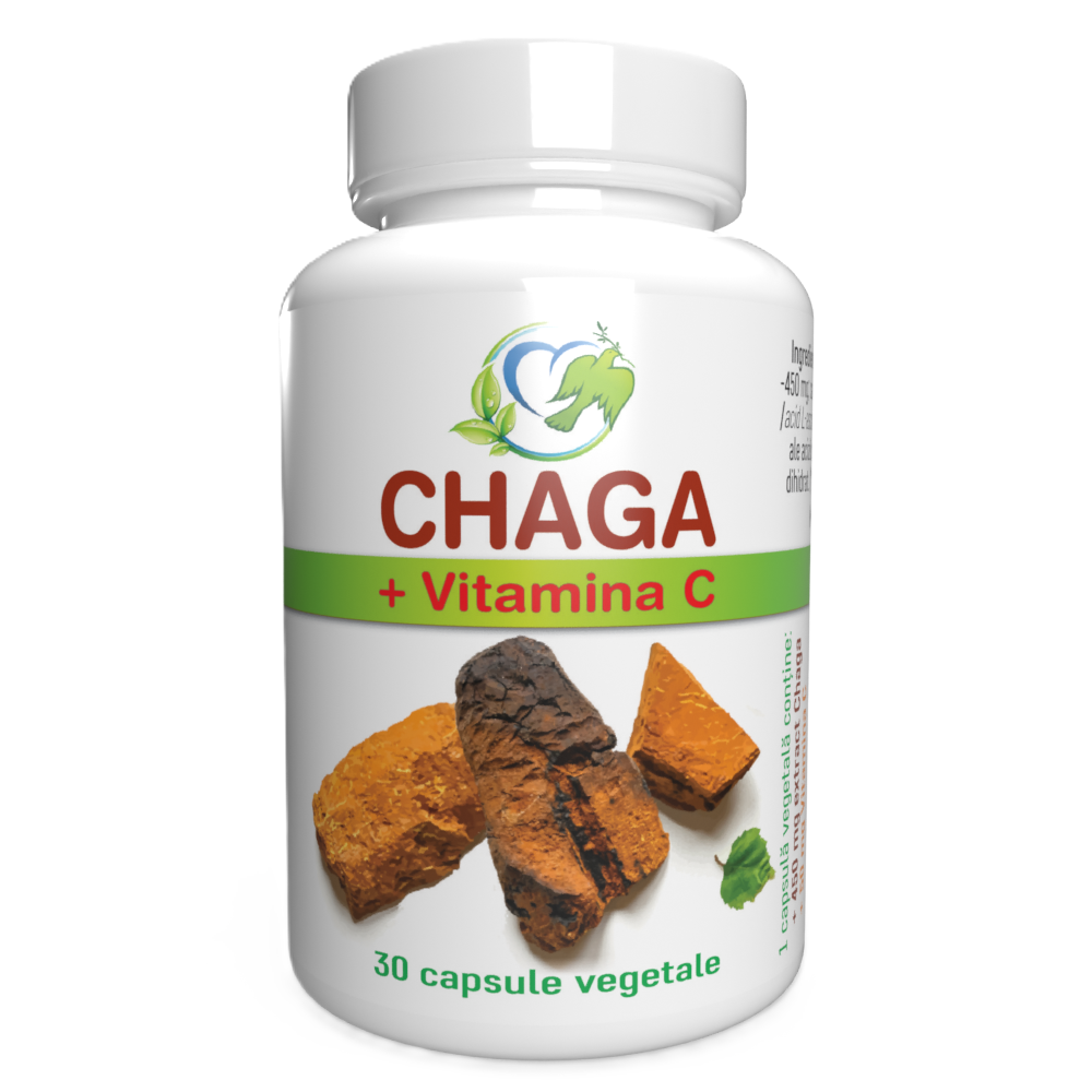 Chaga + Vitamina C, 30 capsule, Justin Pharma