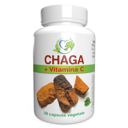 Chaga 450 mg + Vitamina C, 30 capsule, Justin Pharma