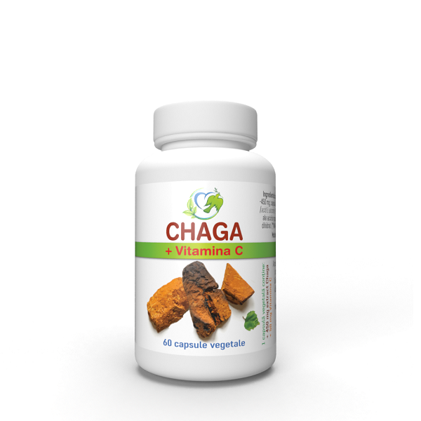 Chaga 450 mg + Vitamina C, 60 capsule, Justin Pharma