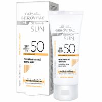 Crema pentru fata cu protectie solara SPF 50 tenta aurie H3 Derma+ Sun, 50 ml, Gerovital