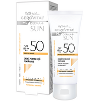 Crema pentru fata cu protectie solara SPF 50 tenta aurie H3 Derma+ Sun, 50 ml, Gerovital