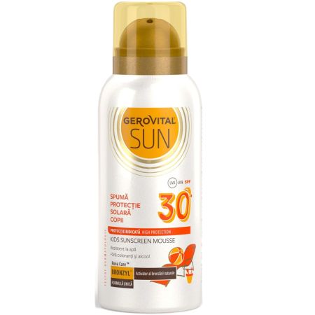 Spuma protectie solara copii SPF 30 Sun, 100 ml, Gerovital
