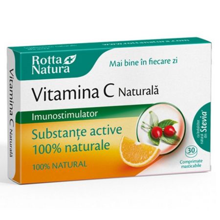 Vitamina C naturala cu extract de Macese, 30 comprimate, Rotta Natura